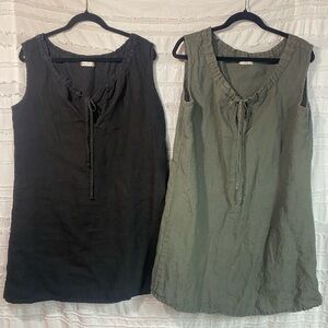 Allen Allen Black and Olive Green Sleeveless Dresses
